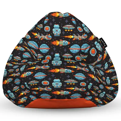 Fotoliu Units Puf Bean Bag tip para L, impermeabil, indoor/outdoor, sac interior, cu maner, 80 x 80 x 60 cm, game space retro BEANUNB-PR-L-EXT-124