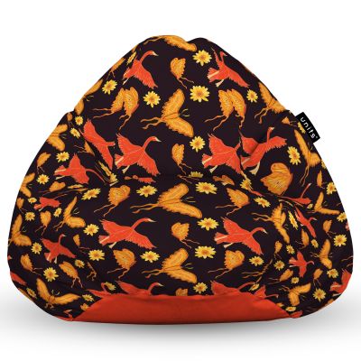 Fotoliu Units Puf Bean Bag tip para L, impermeabil, indoor/outdoor, sac interior, cu maner, 80 x 80 x 60 cm, gaste si fluturi BEANUNB-PR-L-EXT-114