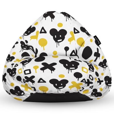 Fotoliu Units Puf Bean Bag tip para L, impermeabil, indoor/outdoor, sac interior, cu maner, 80 x 80 x 60 cm, graffiti XO mice BEANUNB-PR-L-EXT-100