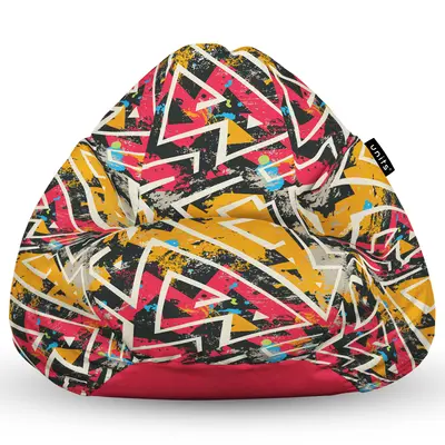 Fotoliu Units Puf Bean Bag tip para L, impermeabil, indoor/outdoor, sac interior, cu maner, 80 x 80 x 60 cm, graffiti grunge geometric BEANUNB-PR-L-EXT-099