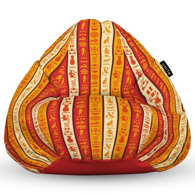 Fotoliu Units Puf Bean Bag tip para L, impermeabil, indoor/outdoor, sac interior, cu maner, 80 x 80 x 60 cm, hieroglife egiptene BEANUNB-PR-L-EXT-039