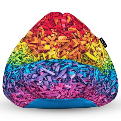 Fotoliu Units Puf Bean Bag tip para L, impermeabil, indoor/outdoor, sac interior, cu maner, 80 x 80 x 60 cm, lego curcubeu BEANUNB-PR-L-EXT-074