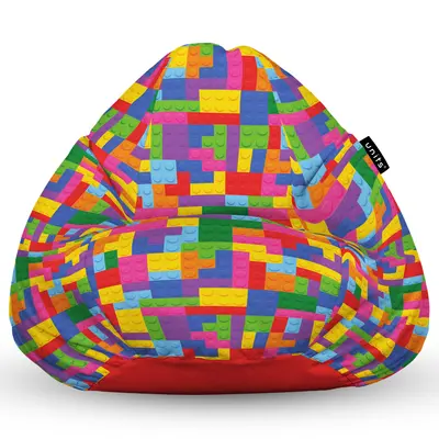 Fotoliu Units Puf Bean Bag tip para L, impermeabil, indoor/outdoor, sac interior, cu maner, 80 x 80 x 60 cm, lego tetris BEANUNB-PR-L-EXT-034