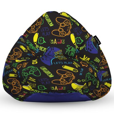 Fotoliu Units Puf Bean Bag tip para L, impermeabil, indoor/outdoor, sac interior, cu maner, 80 x 80 x 60 cm, let's play BEANUNB-PR-L-EXT-123