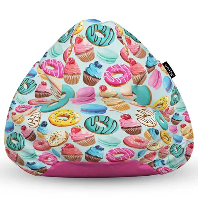 Fotoliu Units Puf Bean Bag tip para L, impermeabil, indoor/outdoor, sac interior, cu maner, 80 x 80 x 60 cm, macarons BEANUNB-PR-L-EXT-056