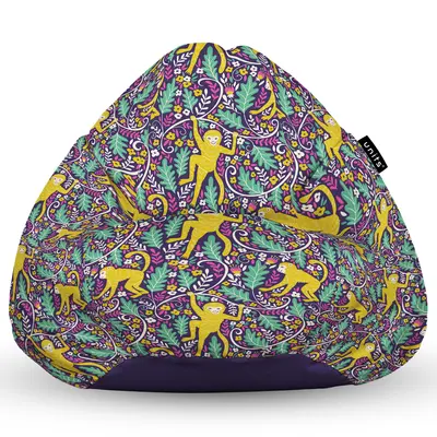 Fotoliu Units Puf Bean Bag tip para L, impermeabil, indoor/outdoor, sac interior, cu maner, 80 x 80 x 60 cm, maimute in copac BEANUNB-PR-L-EXT-117