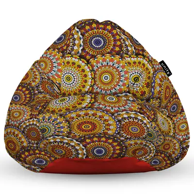 Fotoliu Units Puf Bean Bag tip para L, impermeabil, indoor/outdoor, sac interior, cu maner, 80 x 80 x 60 cm, mandala BEANUNB-PR-L-EXT-068