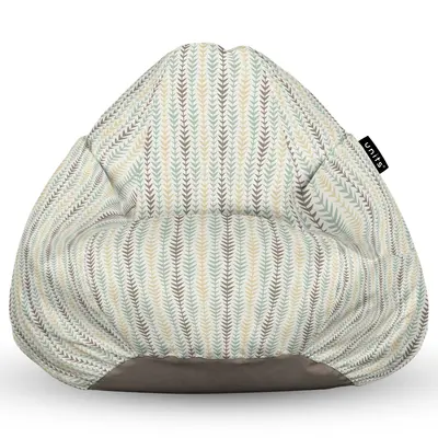 Fotoliu Units Puf Bean Bag tip para L, impermeabil, indoor/outdoor, sac interior, cu maner, 80 x 80 x 60 cm, motiv frunze verticale BEANUNB-PR-L-EXT-015