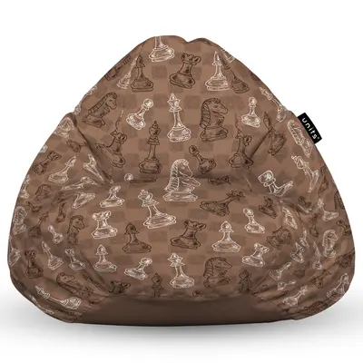 Fotoliu Units Puf Bean Bag tip para L, impermeabil, indoor/outdoor, sac interior, cu maner, 80 x 80 x 60 cm, piese sah maro BEANUNB-PR-L-EXT-127