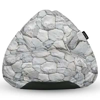 Fotoliu Units Puf Bean Bag tip para L, impermeabil, indoor/outdoor, sac interior, cu maner, 80 x 80 x 60 cm, pietre albe BEANUNB-PR-L-EXT-020