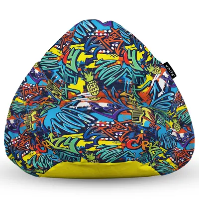Fotoliu Units Puf Bean Bag tip para L, impermeabil, indoor/outdoor, sac interior, cu maner, 80 x 80 x 60 cm, street graffiti BEANUNB-PR-L-EXT-103