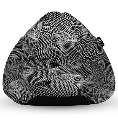 Fotoliu Units Puf Bean Bag tip para L, impermeabil, indoor/outdoor, sac interior, cu maner, 80 x 80 x 60 cm, topografic negru BEANUNB-PR-L-EXT-051
