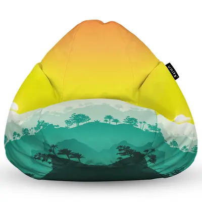 Fotoliu Units Puf Bean Bag tip para L, impermeabil, indoor/outdoor, sac interior, cu maner, 80 x 80 x 60 cm, tropical BEANUNB-PR-L-EXT-025