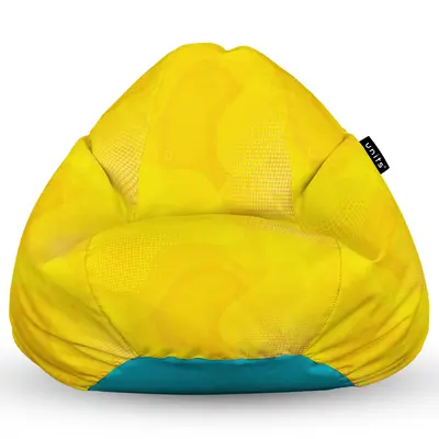 Fotoliu Units Puf Bean Bag tip para XL, impermeabil, indoor/outdoor, sac interior, cu maner, 90 x 85 x 65 cm, abstract galben BEANUNB-PR-XL-EXT-021