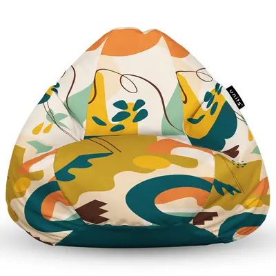 Fotoliu Units Puf Bean Bag tip para XL, impermeabil, indoor/outdoor, sac interior, cu maner, 90 x 85 x 65 cm, abstract jungle BEANUNB-PR-XL-EXT-030