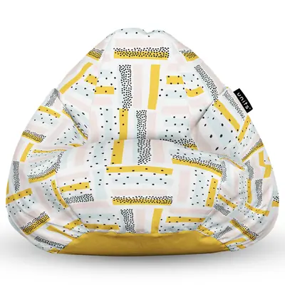 Fotoliu Units Puf Bean Bag tip para XL, impermeabil, indoor/outdoor, sac interior, cu maner, 90 x 85 x 65 cm, buline negre BEANUNB-PR-XL-EXT-046