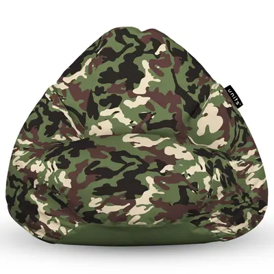 Fotoliu Units Puf Bean Bag tip para XL, impermeabil, indoor/outdoor, sac interior, cu maner, 90 x 85 x 65 cm, camuflaj armata BEANUNB-PR-XL-EXT-043