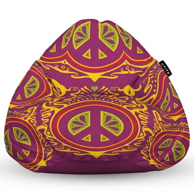 Fotoliu Units Puf Bean Bag tip para XL, impermeabil, indoor/outdoor, sac interior, cu maner, 90 x 85 x 65 cm, hippie groove BEANUNB-PR-XL-EXT-041