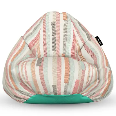 Fotoliu Units Puf Bean Bag tip para XL, impermeabil, indoor/outdoor, sac interior, cu maner, 90 x 85 x 65 cm, model multicolor vertical BEANUNB-PR-XL-EXT-045