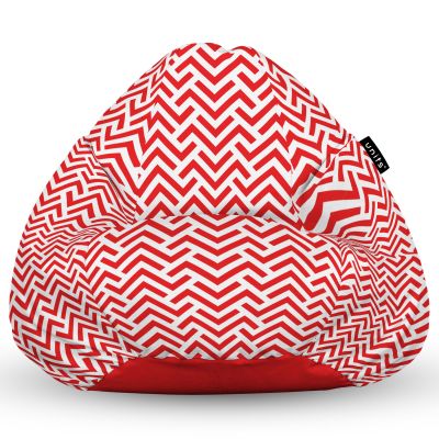 Fotoliu Units Puf Bean Bag tip para XL, impermeabil, indoor/outdoor, sac interior, cu maner, 90 x 85 x 65 cm, model rosu si alb BEANUNB-PR-XL-EXT-027