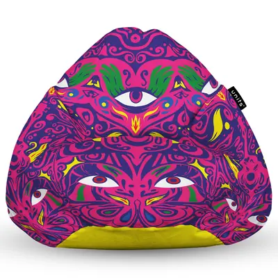 Fotoliu Units Puf Bean Bag tip para XL, impermeabil, indoor/outdoor, sac interior, cu maner, 90 x 85 x 65 cm, psihedelic BEANUNB-PR-XL-EXT-042