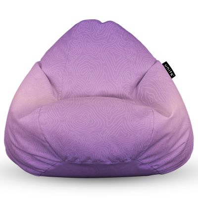 Fotoliu Units Puf Bean Bag tip para XL, impermeabil, indoor/outdoor, sac interior, cu maner, 90 x 85 x 65 cm, topografic mov BEANUNB-PR-XL-EXT-029
