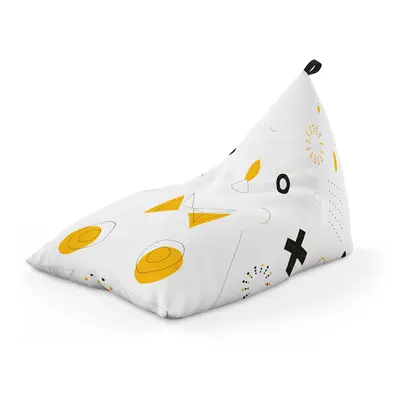 Fotoliu Units Puf Bean Bag tip Lounge, impermeabil, indoor/outdoor, sac interior, cu maner, 155 x 83 x 65 cm, Memphis alb cu galben BEANUNB-LGA-L-EXT-031