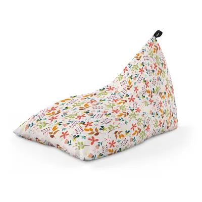 Fotoliu Units Puf Bean Bag tip Lounge, impermeabil, indoor/outdoor, sac interior, cu maner, 155 x 83 x 65 cm, alb cu flori multicolore BEANUNB-LGA-L-EXT-006