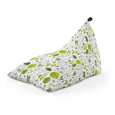 Fotoliu Units Puf Bean Bag tip Lounge, impermeabil, indoor/outdoor, sac interior, cu maner, 155 x 83 x 65 cm, alb cu legume verzi BEANUNB-LGA-L-EXT-036