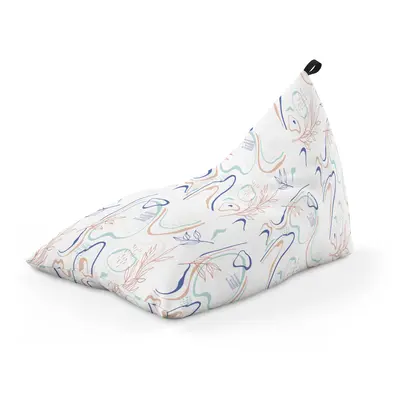 Fotoliu Units Puf Bean Bag tip Lounge, impermeabil, indoor/outdoor, sac interior, cu maner, 155 x 83 x 65 cm, alb cu linii albastre si crem BEANUNB-LGA-L-EXT-026