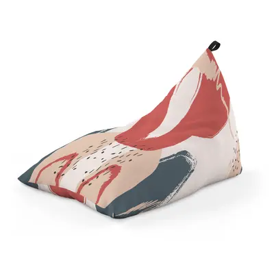 Fotoliu Units Puf Bean Bag tip Lounge, impermeabil, indoor/outdoor, sac interior, cu maner, 155 x 83 x 65 cm, bej cu model rosu si gri BEANUNB-LGA-L-EXT-023