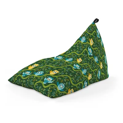 Fotoliu Units Puf Bean Bag tip Lounge, impermeabil, indoor/outdoor, sac interior, cu maner, 155 x 83 x 65 cm, bufnite verde BEANUNB-LGA-L-EXT-144