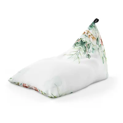 Fotoliu Units Puf Bean Bag tip Lounge, impermeabil, indoor/outdoor, sac interior, cu maner, 155 x 83 x 65 cm, floral alb BEANUNB-LGA-L-EXT-033