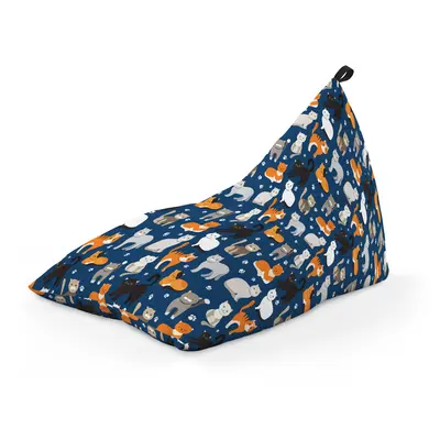 Fotoliu Units Puf Bean Bag tip Lounge, impermeabil, indoor/outdoor, sac interior, cu maner, 155 x 83 x 65 cm, pisici fundal albastru BEANUNB-LGA-L-EXT-082