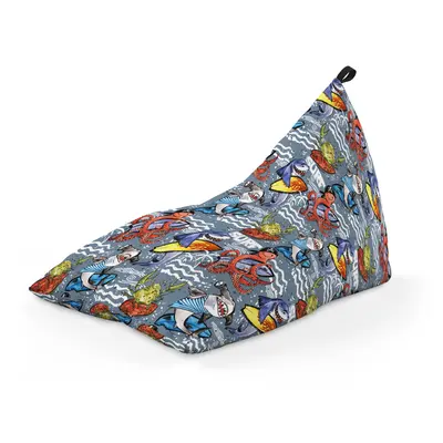 Fotoliu Units Puf Bean Bag tip Lounge, impermeabil, indoor/outdoor, sac interior, cu maner, 155 x 83 x 65 cm, surfing sharks BEANUNB-LGA-L-EXT-118