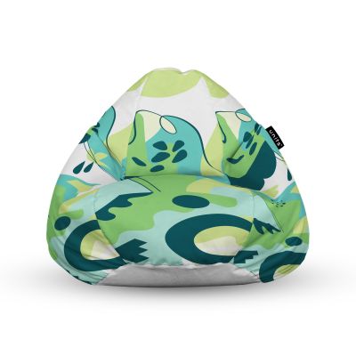 Fotoliu Units Puf Bean Bag tip para XL, impermeabil, indoor/outdoor, sac interior, cu maner, 90 x 85 x 65 cm, Abstract Jungle Periglacial BEANUNB-PR-XL-EXT-180