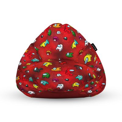 Fotoliu Units Puf Bean Bag tip para XL, impermeabil, indoor/outdoor, sac interior, cu maner, 90 x 85 x 65 cm, Among Us Rosu BEANUNB-PR-XL-EXT-217