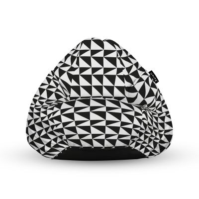 Fotoliu Units Puf Bean Bag tip para XL, impermeabil, indoor/outdoor, sac interior, cu maner, 90 x 85 x 65 cm, Geometric Sea, Black BEANUNB-PR-XL-EXT-160