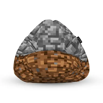 Fotoliu Units Puf Bean Bag tip para XL, impermeabil, indoor/outdoor, sac interior, cu maner, 90 x 85 x 65 cm, Minecraft Piatra Pamant BEANUNB-PR-XL-EXT-205
