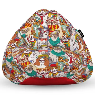 Fotoliu Units Puf Bean Bag tip para XL, impermeabil, indoor/outdoor, sac interior, cu maner, 90 x 85 x 65 cm, caini hipster BEANUNB-PR-XL-EXT-150