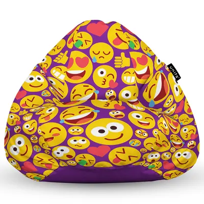 Fotoliu Units Puf Bean Bag tip para XL, impermeabil, indoor/outdoor, sac interior, cu maner, 90 x 85 x 65 cm, emoji BEANUNB-PR-XL-EXT-133
