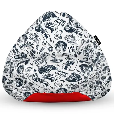Fotoliu Units Puf Bean Bag tip para XL, impermeabil, indoor/outdoor, sac interior, cu maner, 90 x 85 x 65 cm, game over BEANUNB-PR-XL-EXT-121