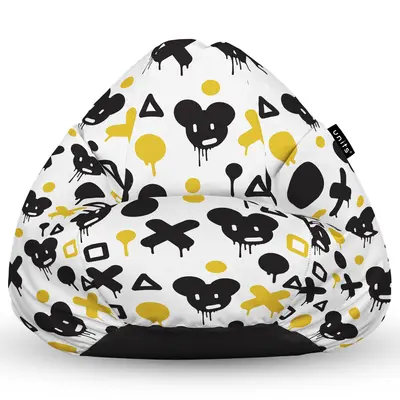 Fotoliu Units Puf Bean Bag tip para XL, impermeabil, indoor/outdoor, sac interior, cu maner, 90 x 85 x 65 cm, graffiti XO mice BEANUNB-PR-XL-EXT-100