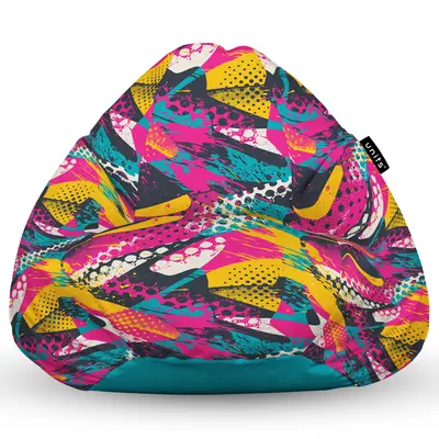 Fotoliu Units Puf Bean Bag tip para XL, impermeabil, indoor/outdoor, sac interior, cu maner, 90 x 85 x 65 cm, graffiti abstract grunge BEANUNB-PR-XL-EXT-098