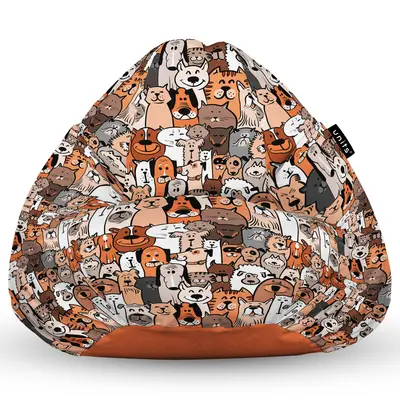 Fotoliu Units Puf Bean Bag tip para XL, impermeabil, indoor/outdoor, sac interior, cu maner, 90 x 85 x 65 cm, invazia animalelor BEANUNB-PR-XL-EXT-109