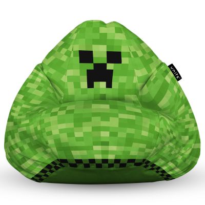 Fotoliu Units Puf Bean Bag tip para XL, impermeabil, indoor/outdoor, sac interior, cu maner, 90 x 85 x 65 cm, minecraft creeper BEANUNB-PR-XL-EXT-130