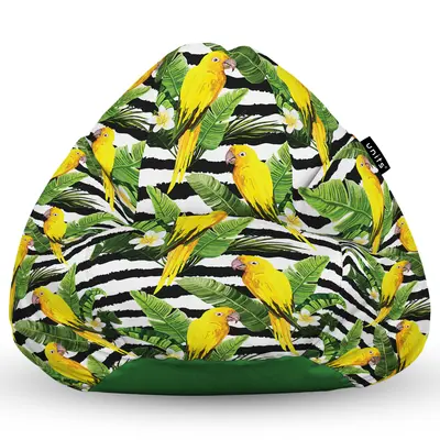 Fotoliu Units Puf Bean Bag tip para XL, impermeabil, indoor/outdoor, sac interior, cu maner, 90 x 85 x 65 cm, papagal galben BEANUNB-PR-XL-EXT-111