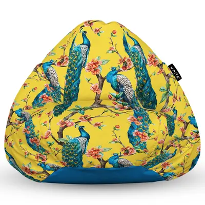 Fotoliu Units Puf Bean Bag tip para XL, impermeabil, indoor/outdoor, sac interior, cu maner, 90 x 85 x 65 cm, pauni BEANUNB-PR-XL-EXT-113