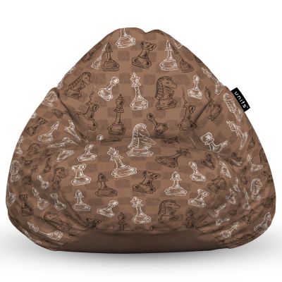 Fotoliu Units Puf Bean Bag tip para XL, impermeabil, indoor/outdoor, sac interior, cu maner, 90 x 85 x 65 cm, piese sah maro BEANUNB-PR-XL-EXT-127