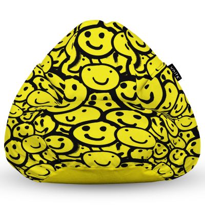 Fotoliu Units Puf Bean Bag tip para XL, impermeabil, indoor/outdoor, sac interior, cu maner, 90 x 85 x 65 cm, smiley galben BEANUNB-PR-XL-EXT-104